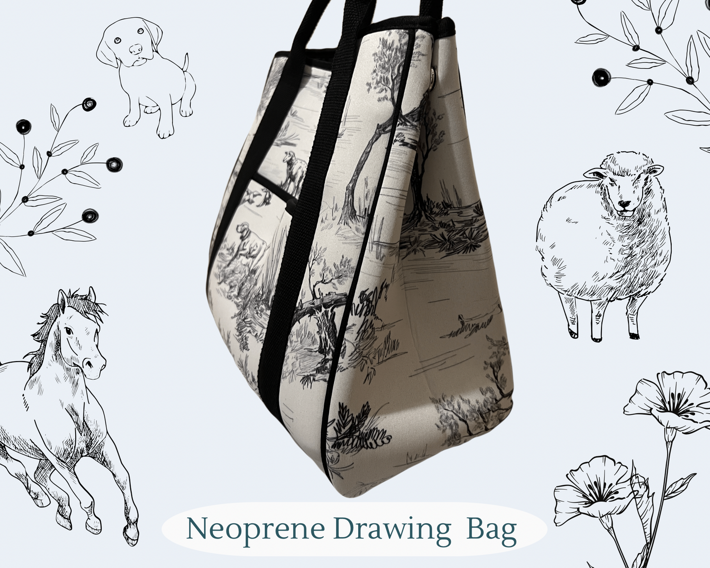 Neoprene Drawing Tote Bag