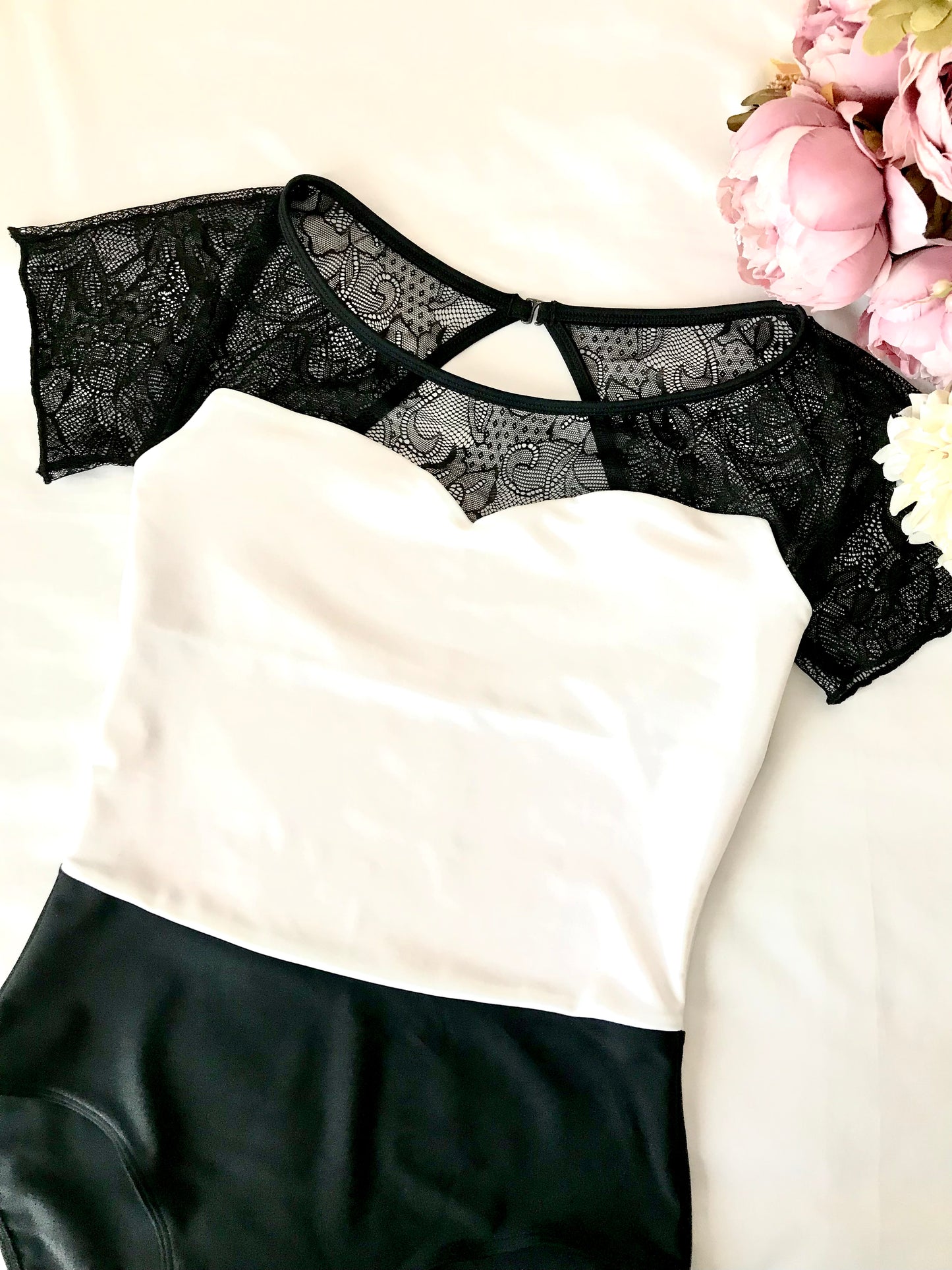 Black&White lace Leotard