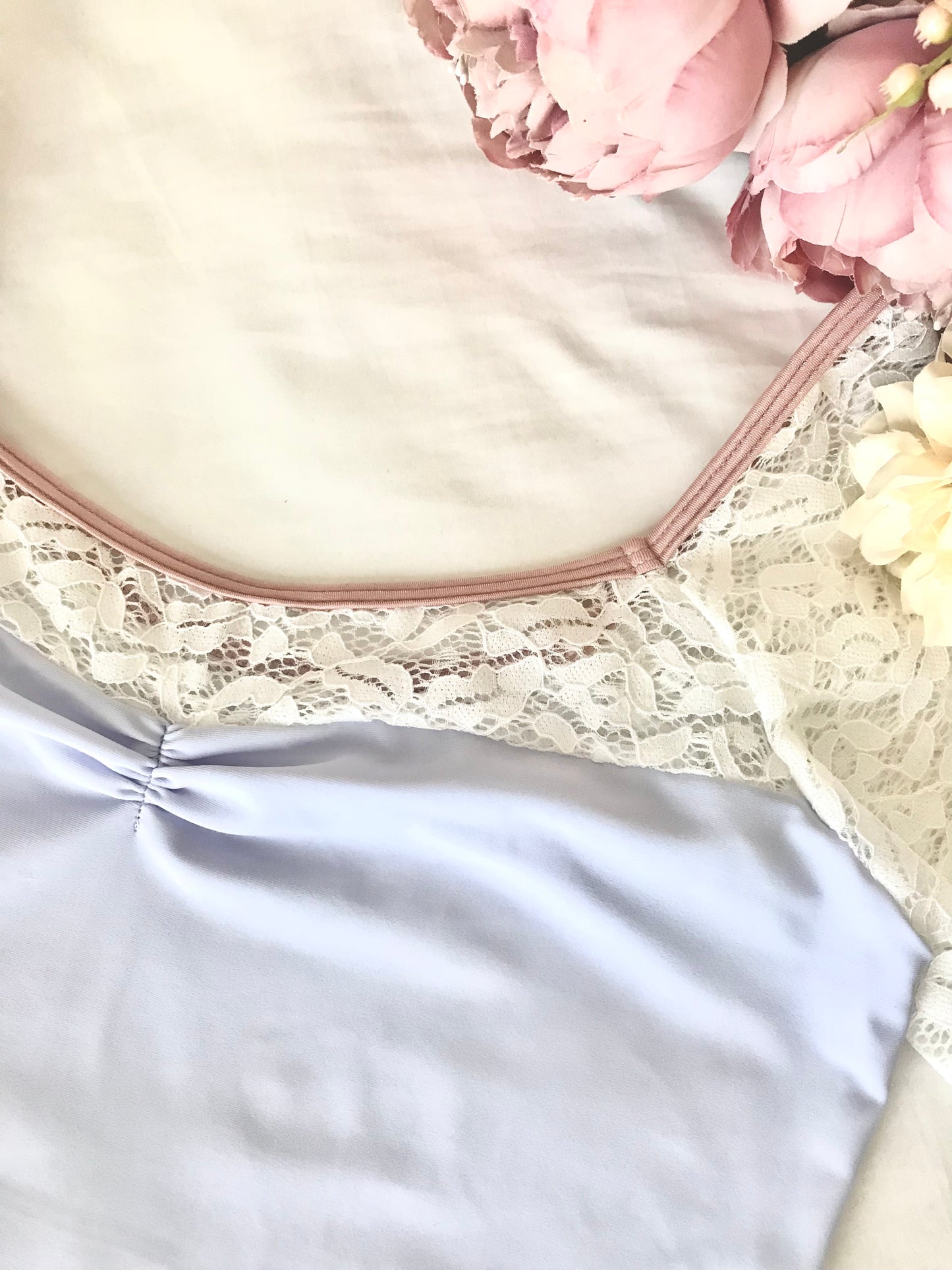 Lavender White Lace Tops
