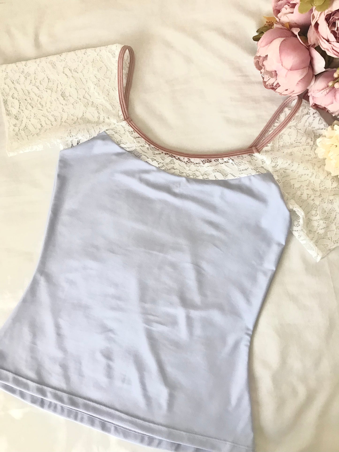 Lavender White Lace Tops
