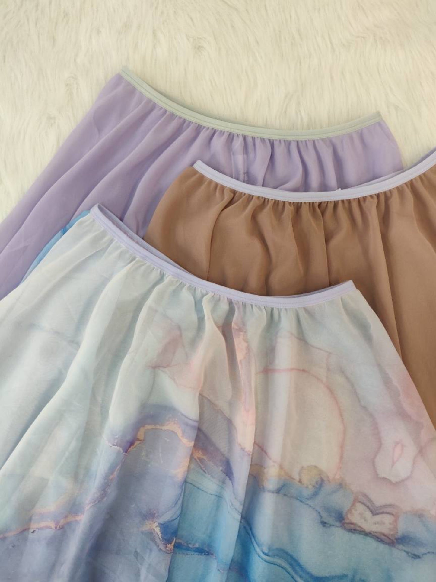 Circle Chiffon Skirt(Beige Pink)