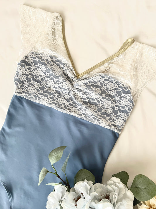 French Sleeve Lace Leotard