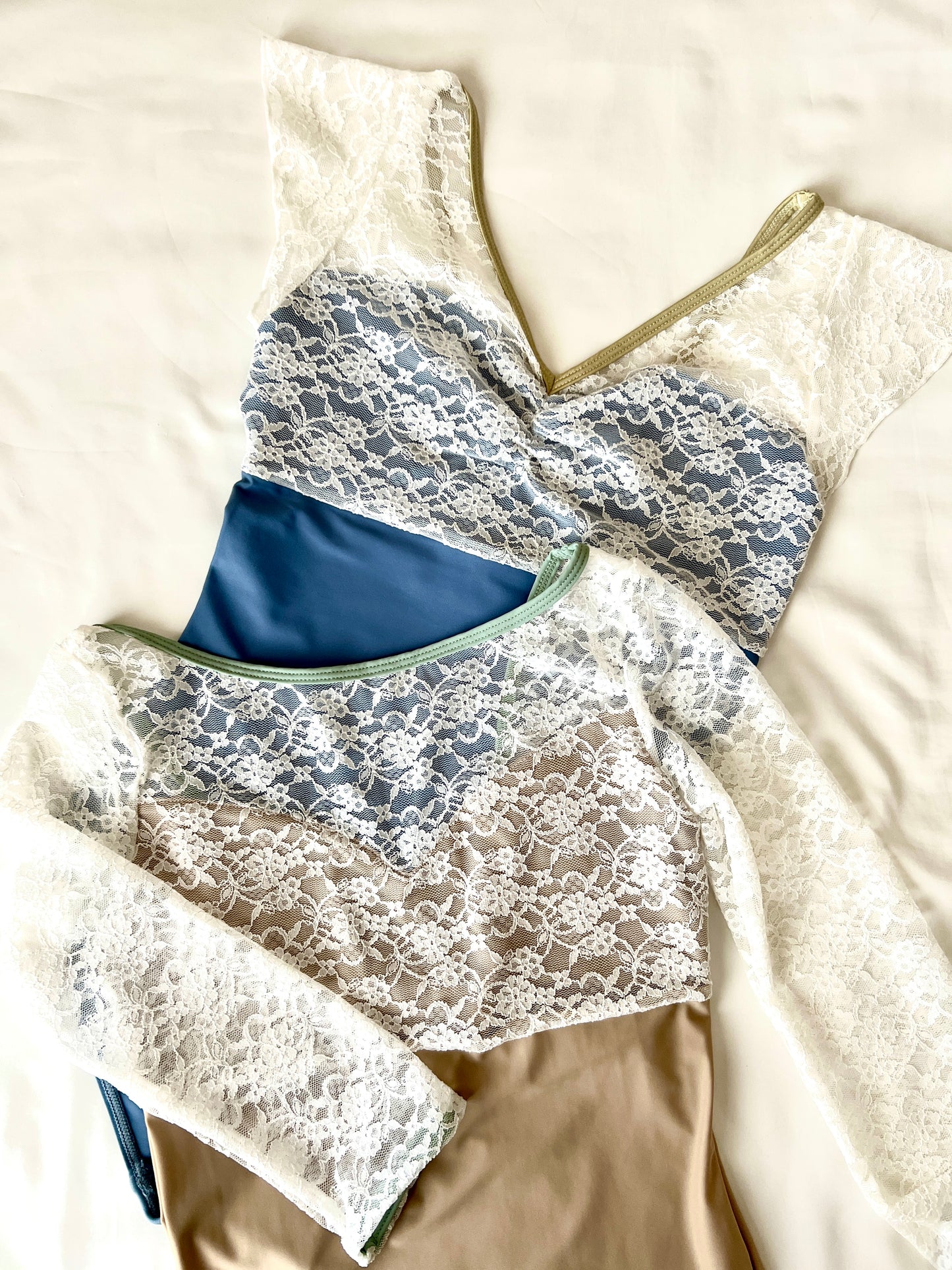 French Sleeve Lace Leotard