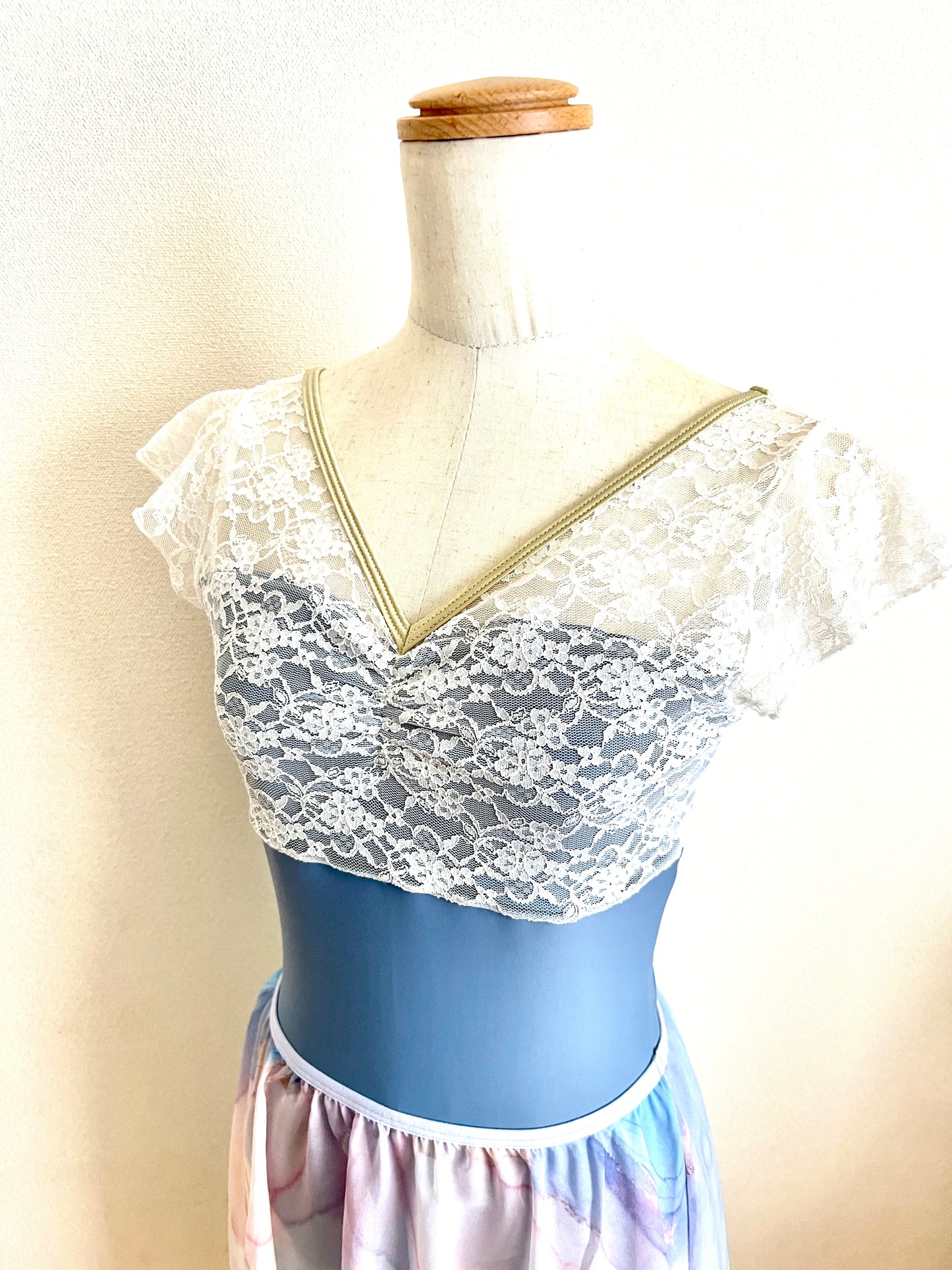 French Sleeve Lace Leotard