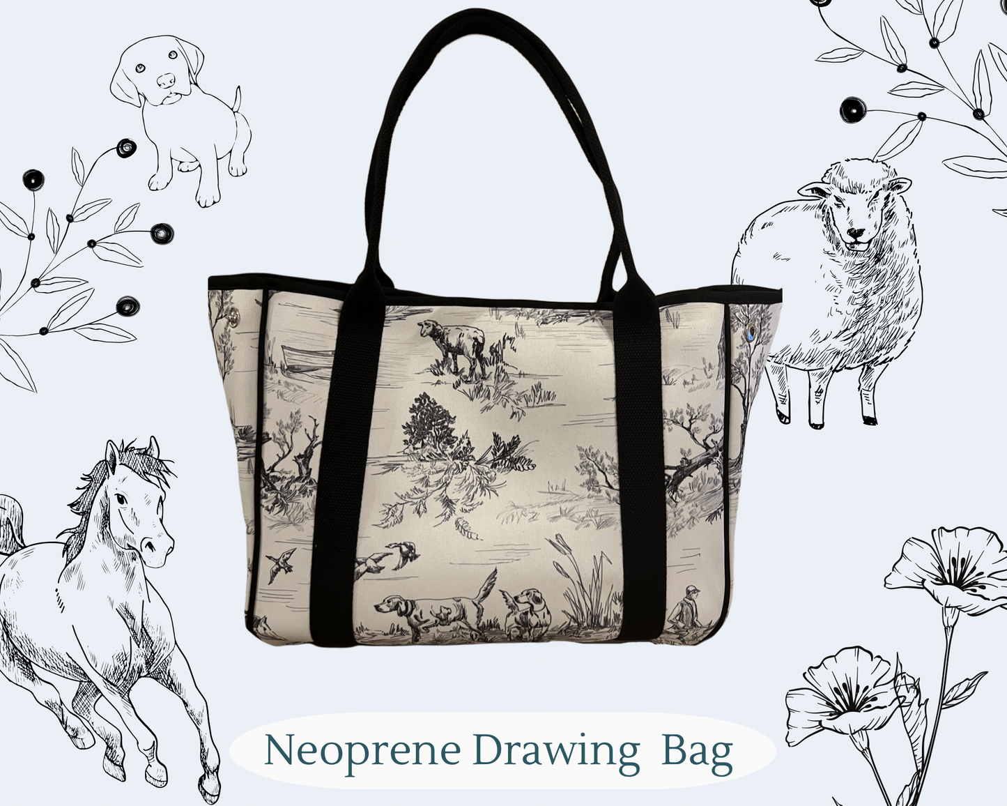 Neoprene Drawing Tote Bag