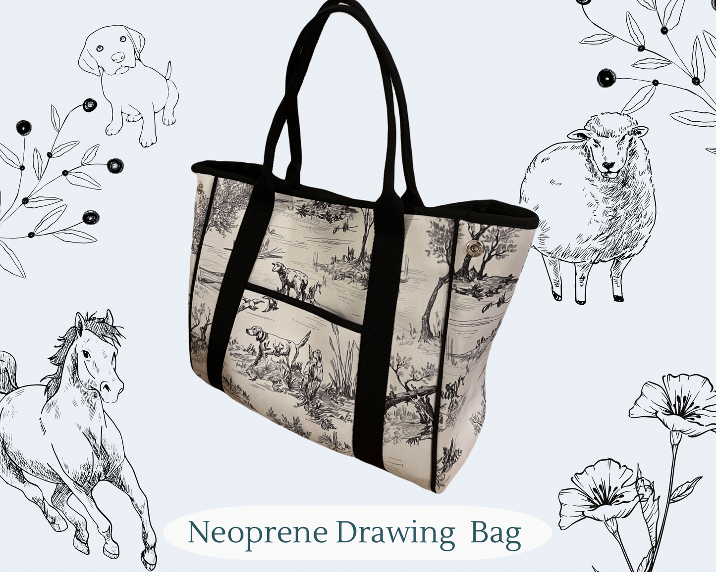 Neoprene Drawing Tote Bag