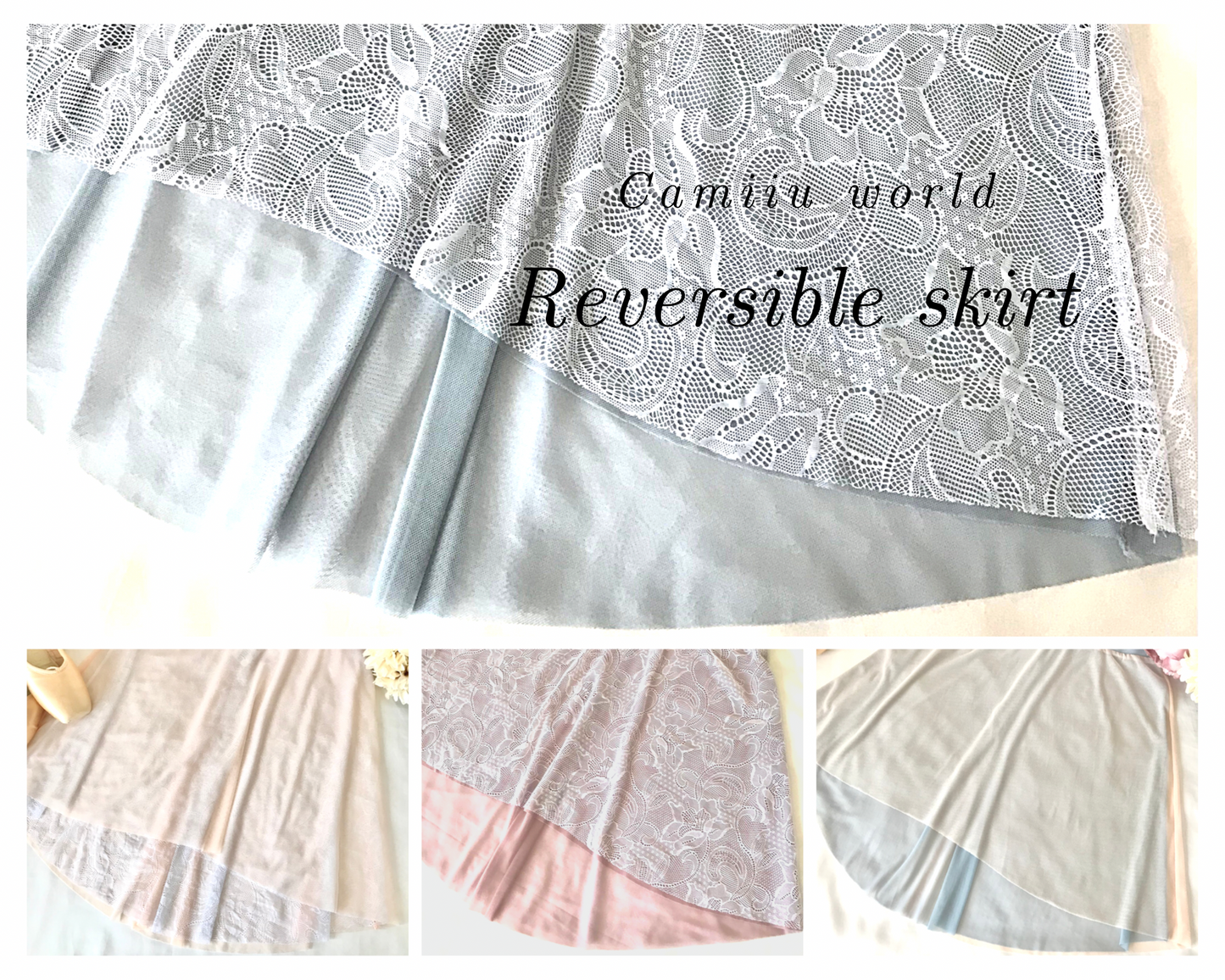 Reversible Lace Skirt(Smoky Blue)