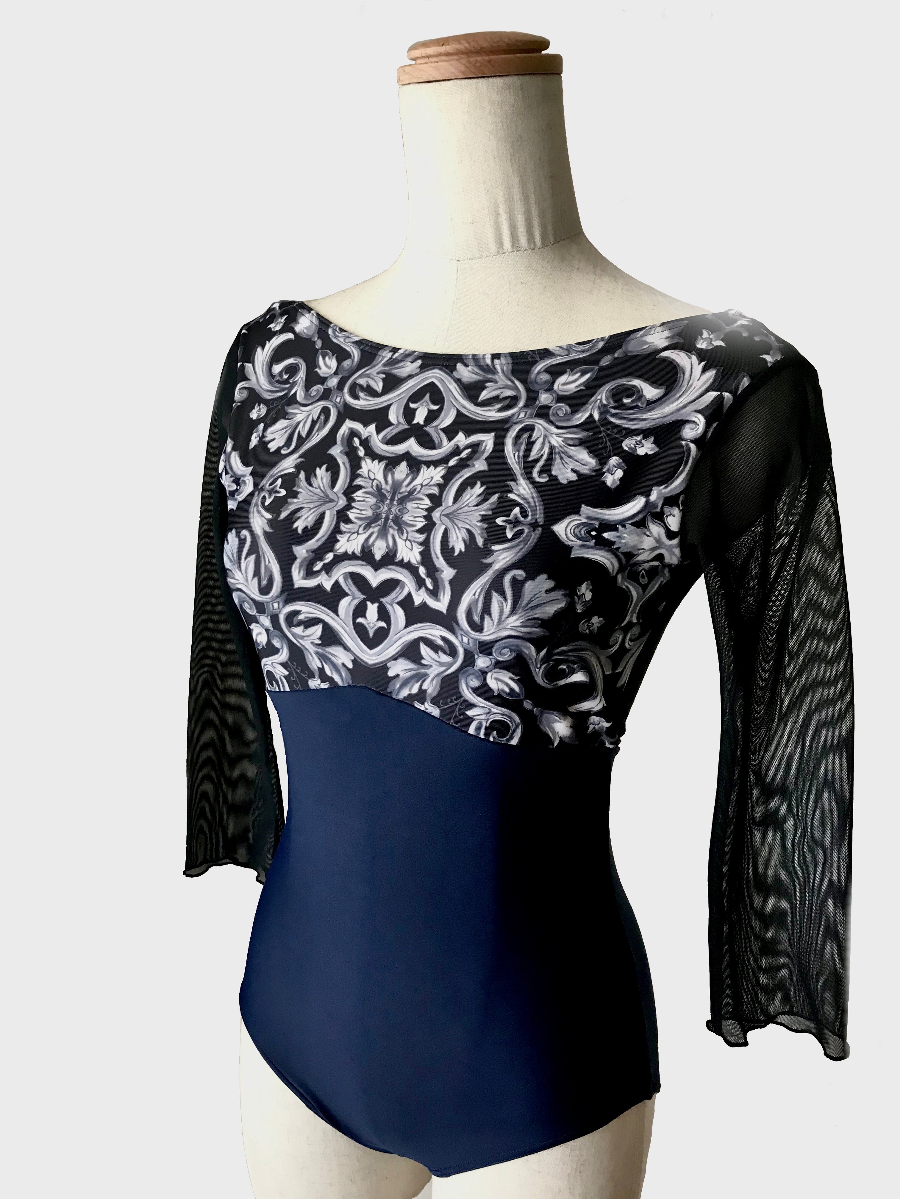 Lady Sleeve Leotard (BlackNavy) Ballet 大人バレエレオタード