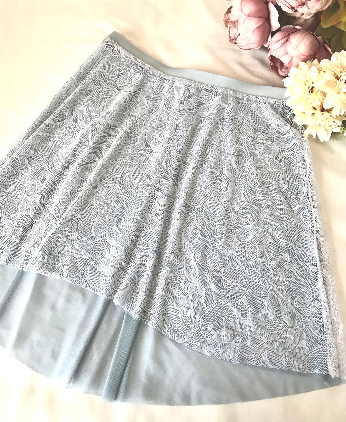 Reversible Lace Skirt(Smoky Blue)