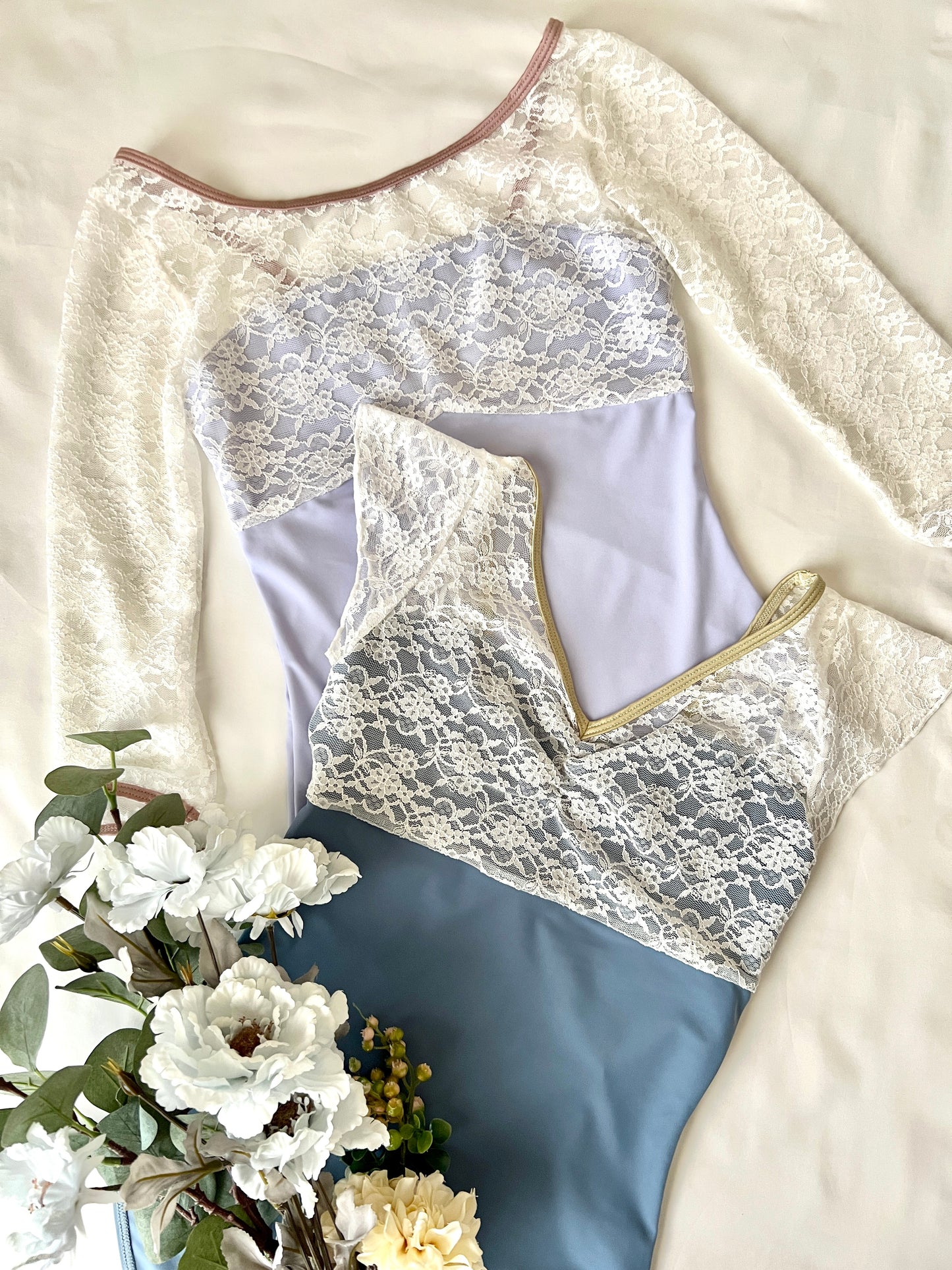 French Sleeve Lace Leotard