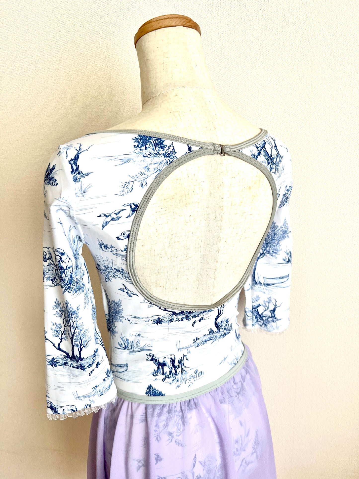 French Toile Print Leotard (Navy Blue トワル柄)