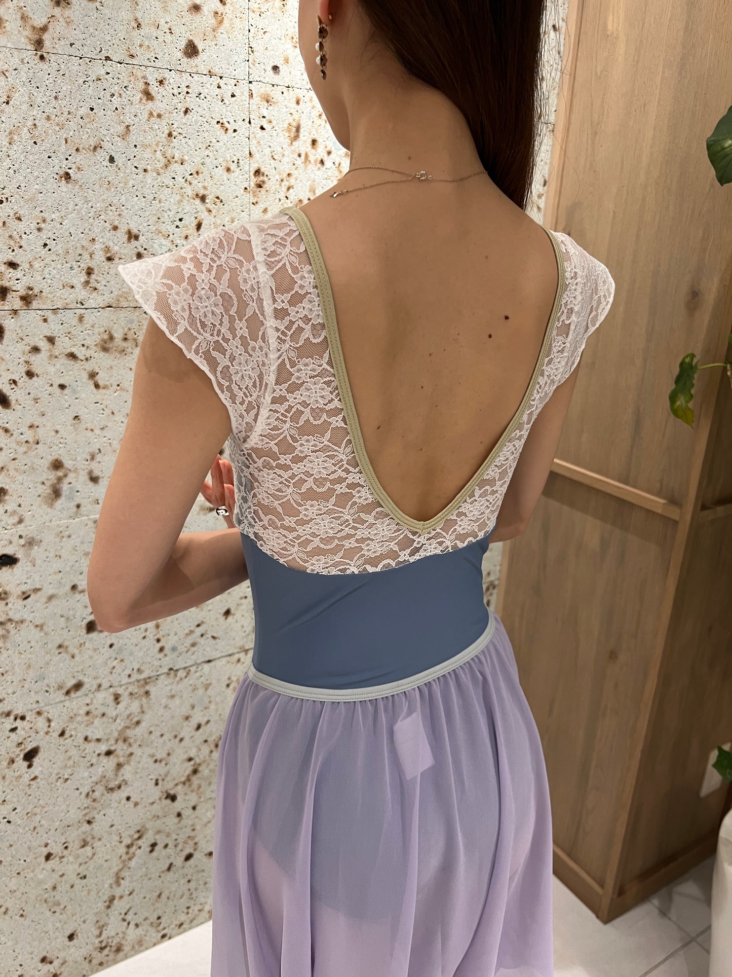 French Sleeve Lace Leotard