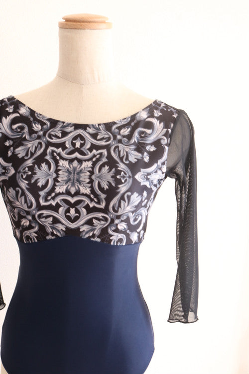 Lady Sleeve Leotard (BlackNavy)